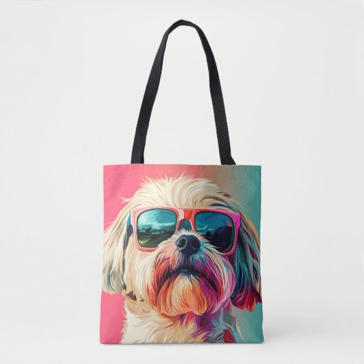 Cool West Highland White Terrier dog with sunglass Tote Bag (Voorkant)