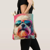 Cool West Highland White Terrier dog with sunglass Tote Bag (Dichtbij)