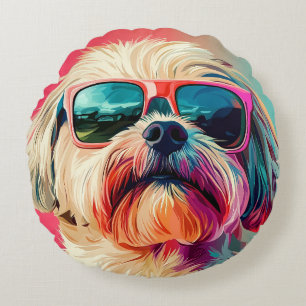 Cool West Highland White Terrier-hond met zonnebri Rond Kussen