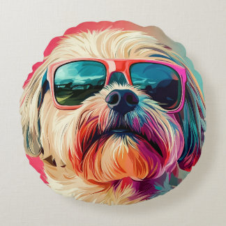 Cool West Highland White Terrier-hond met zonnebri Rond Kussen