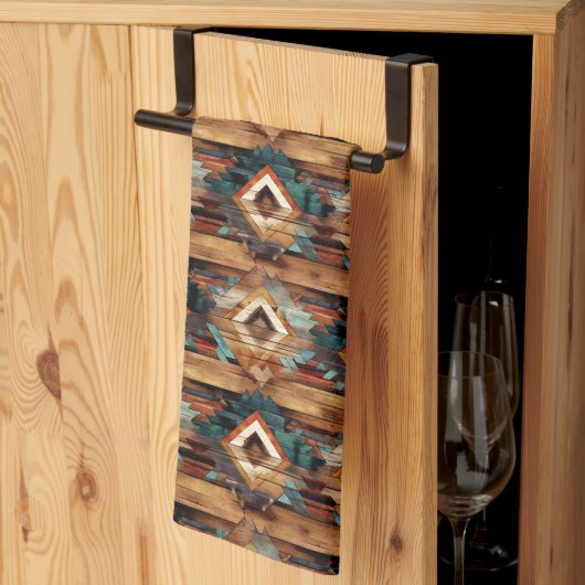 Cool Western faux hout tegelpatroon Theedoek (Derde Gevouwen)