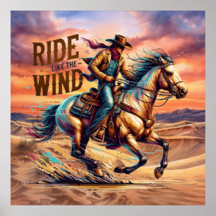 Cool Westerne cowboy paardrijden Poster