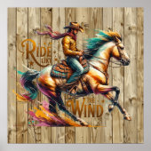Cool Westerne cowboy rijden Poster (Voorkant)