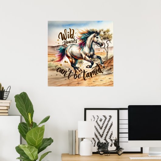 Cool Westerne wilde harten paard Poster (Thuiskantoor)