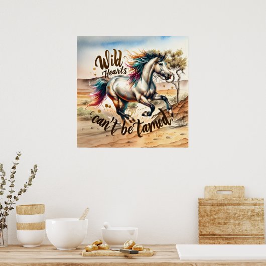 Cool Westerne wilde harten paard Poster (Keuken)