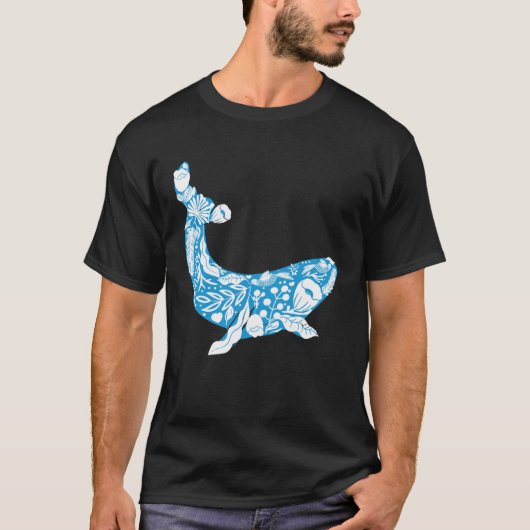 Cool Whale Made Of Nature Elements Ocean T-shirt (Voorkant)
