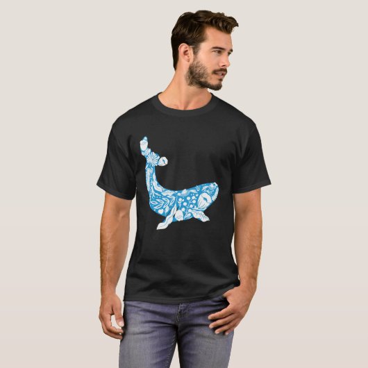 Cool Whale Made Of Nature Elements Ocean T-shirt (Voorkant volledig)