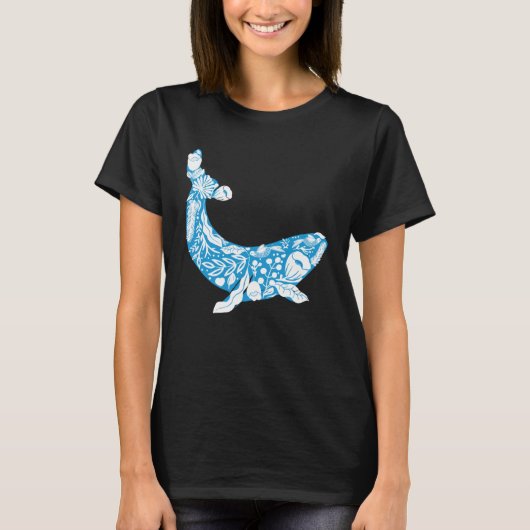 Cool Whale Made Of Nature Elements Ocean T-shirt (Voorkant)