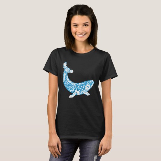 Cool Whale Made Of Nature Elements Ocean T-shirt (Voorkant volledig)