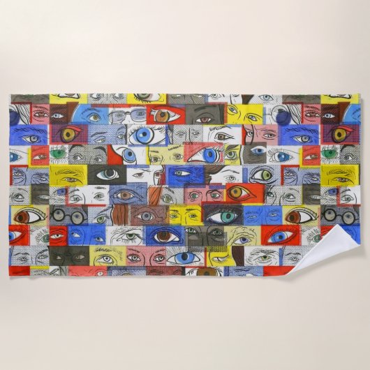 Cool Whimsical Crazy en Unique Eyeballen Tekening Strandlaken (Voorkant)