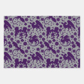 Cool Whimsical Dragon & Dice thema Paarse & Rood Inpakpapier Vel (Voorkant 3)