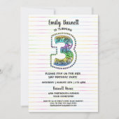 Cool Whimsical Fun 3rd Verjaardag Uitnodiging (Voorkant)