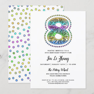 Cool Whimsical Fun 8e Verjaardag Uitnodiging