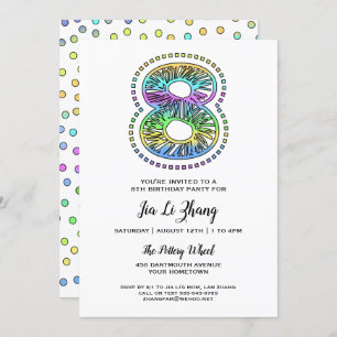 Cool Whimsical Fun 8th Birthday Party Invitation Kaart
