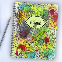 Cool Whimsical Line Art Ink Waterverf Splashes Planner