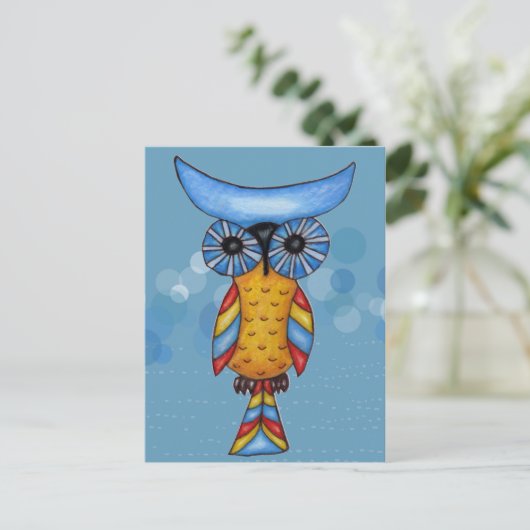 Cool Whimsical Owl Briefkaart (Staand voorkant)