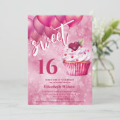 Cool whimsy Girly roze ballon cupcake Kaart (Staand voorkant)