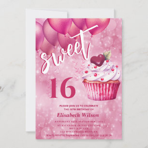 Cool whimsy Girly roze ballon cupcake Kaart