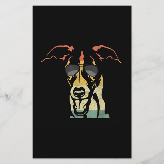 Cool Whippet Lover Dogs Retro T-Shirt Briefpapier (Voorkant)