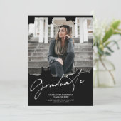 Cool white Black afstuderen afstuderen scriptfoto  Kaart (Staand voorkant)