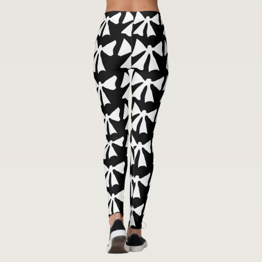 Cool White Bow Black Leggings (Achterkant)
