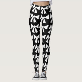 Cool White Bow Black Leggings
