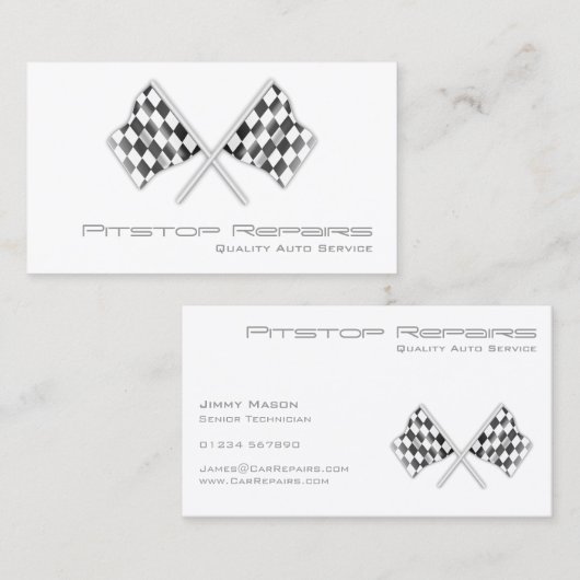 Cool White Checkered Flag Visitekaartje (Voorkant / Achterkant)