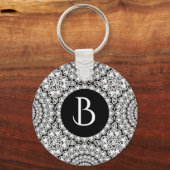 Cool White Diamonds Circles Monogram Sleutelhanger (Voorkant)