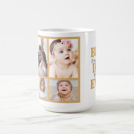 Cool White Gold Best Dad est Vaderdag Photo Koffiemok (Center)