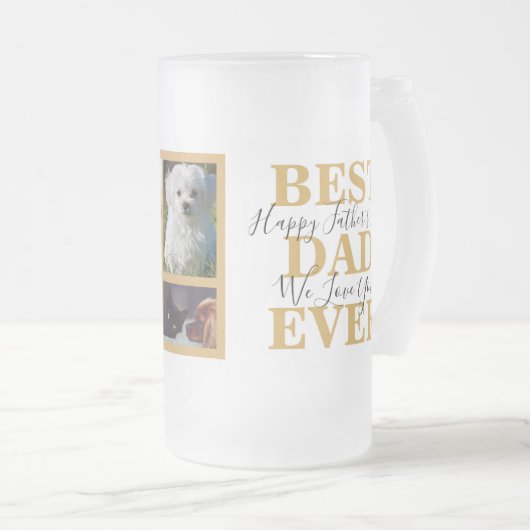 Cool White Gold Best Dad est Vaderdag Photo Matglas Bierpul (Voorkant rechts)