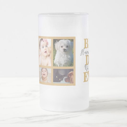 Cool White Gold Best Dad est Vaderdag Photo Matglas Bierpul (Center)