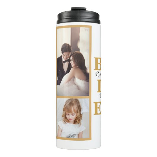 Cool White Gold Best Dad est Vaderdag Photo Thermosbeker (Voorkant)