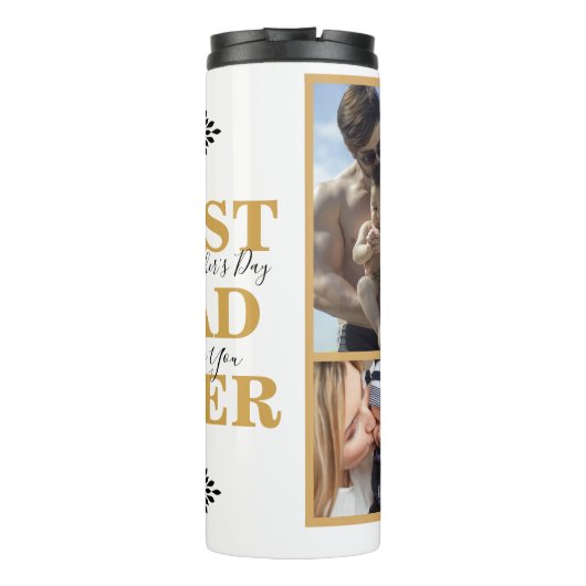 Cool White Gold Best Dad est Vaderdag Photo Thermosbeker (Achterkant)