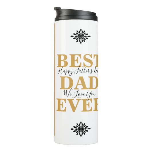 Cool White Gold Best Dad est Vaderdag Photo Thermosbeker (Geroteerd rechts)
