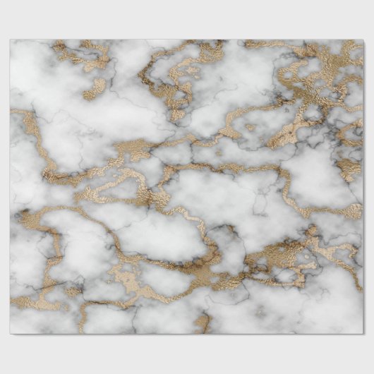 Cool White Gold Marble Texture Cadeaupapier (Vlak)