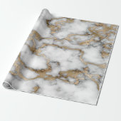 Cool White Gold Marble Texture Cadeaupapier (Uitgerold)