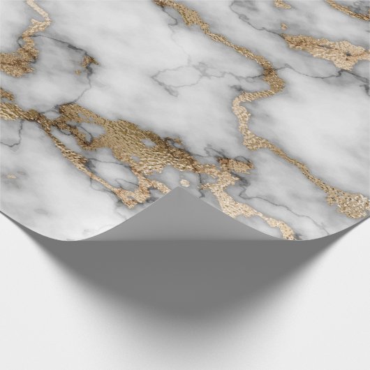Cool White Gold Marble Texture Cadeaupapier (Hoek)