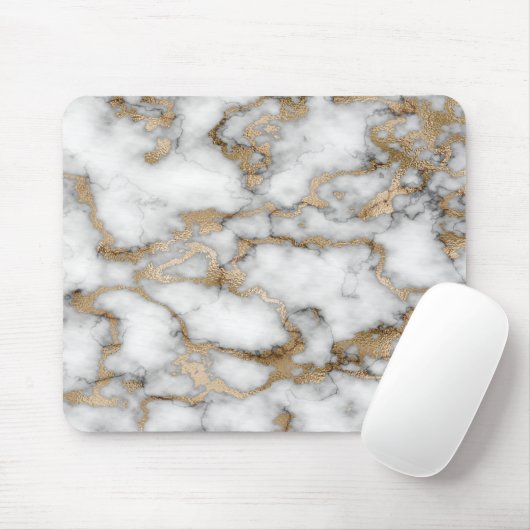 Cool White Gold Marble Texture Muismat (Met muis)