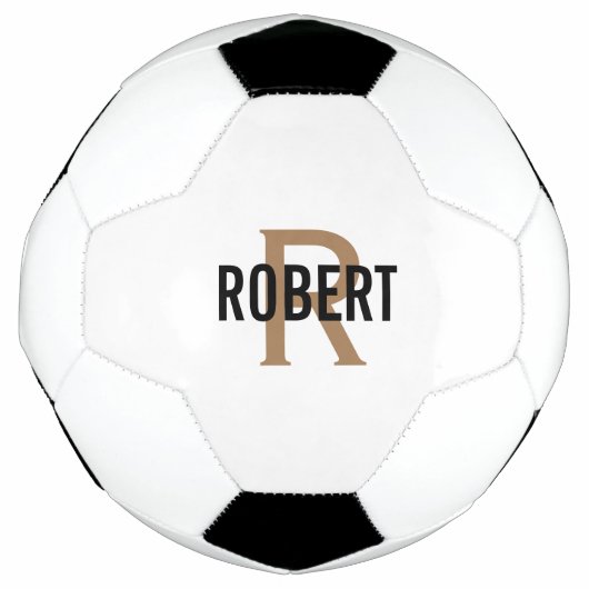 Cool white gold monogram name voetbal (Voorkant)