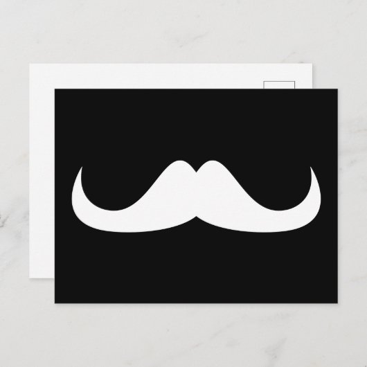 Cool White Handlebar snor op Black Briefkaart (Voorkant / Achterkant)