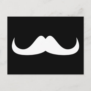 Cool White Handlebar snor op Black Briefkaart