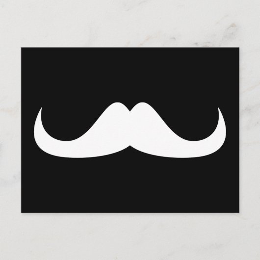 Cool White Handlebar snor op Black Briefkaart (Voorkant)