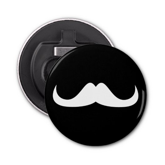 Cool White Handlebar snor op Black Button Flesopener (Voorkant)