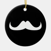 Cool White Handlebar snor op Black Keramisch Ornament (Voorkant)