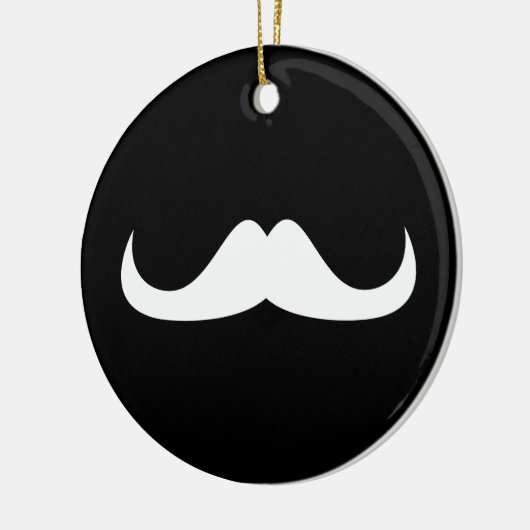 Cool White Handlebar snor op Black Keramisch Ornament (Links)
