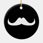 Cool White Handlebar snor op Black Keramisch Ornament (Achterkant)