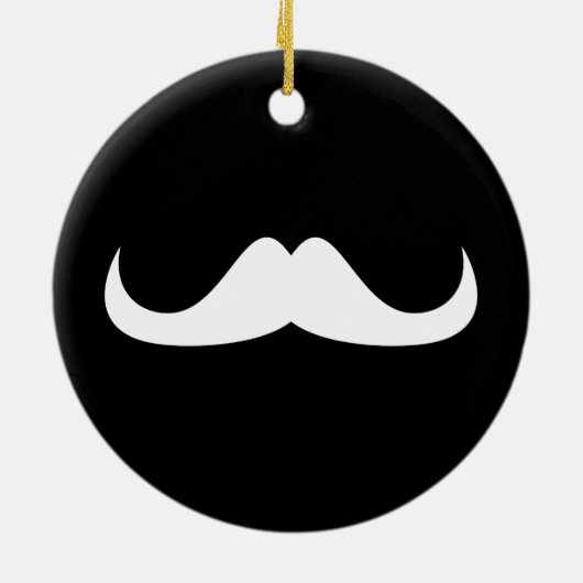 Cool White Handlebar snor op Black Keramisch Ornament (Achterkant)