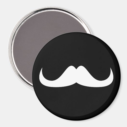 Cool White Handlebar snor op Black Magneet (Voorkant / Achterkant)