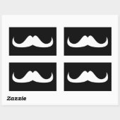 Cool White Handlebar snor op Black Rechthoekige Sticker (Vel)