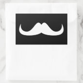 Cool White Handlebar snor op Black Rechthoekige Sticker (Tas)